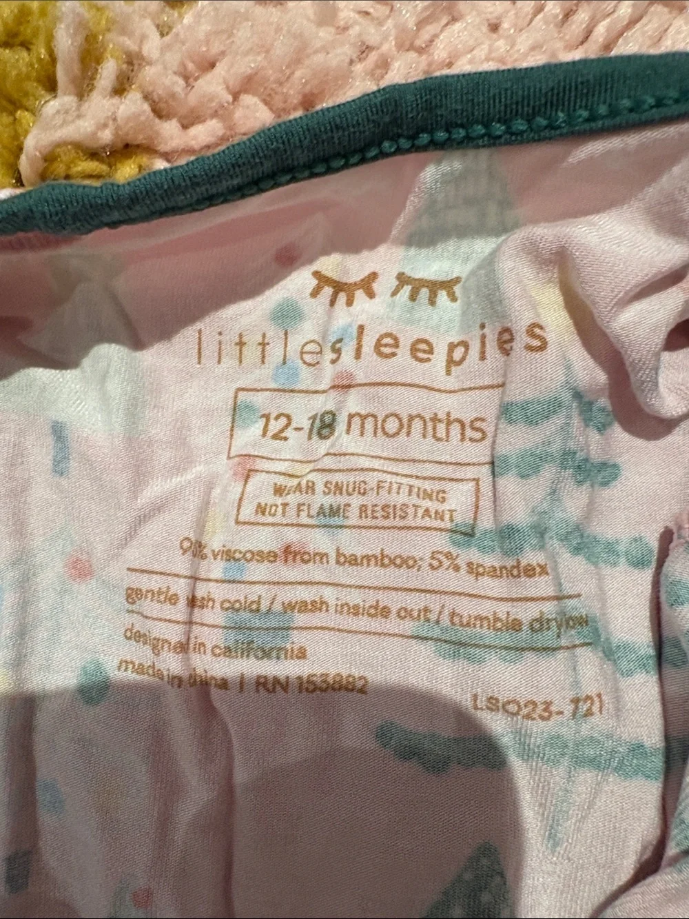 Little Sleepies Pink Footed One-Piece with Green Tree Motif